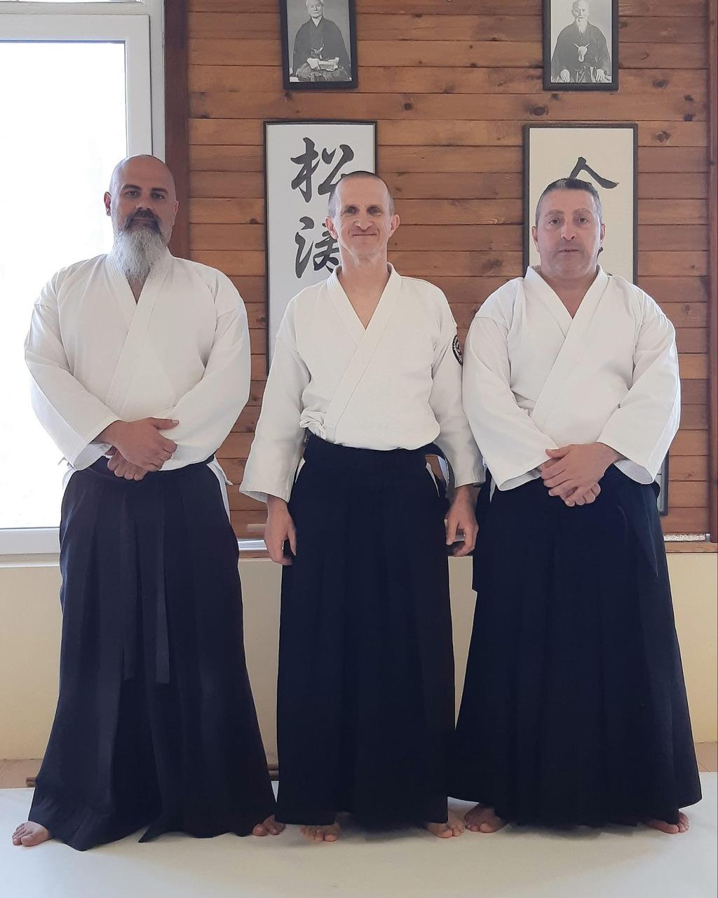 Sensei Elie Beam with fellow instructors in hakama