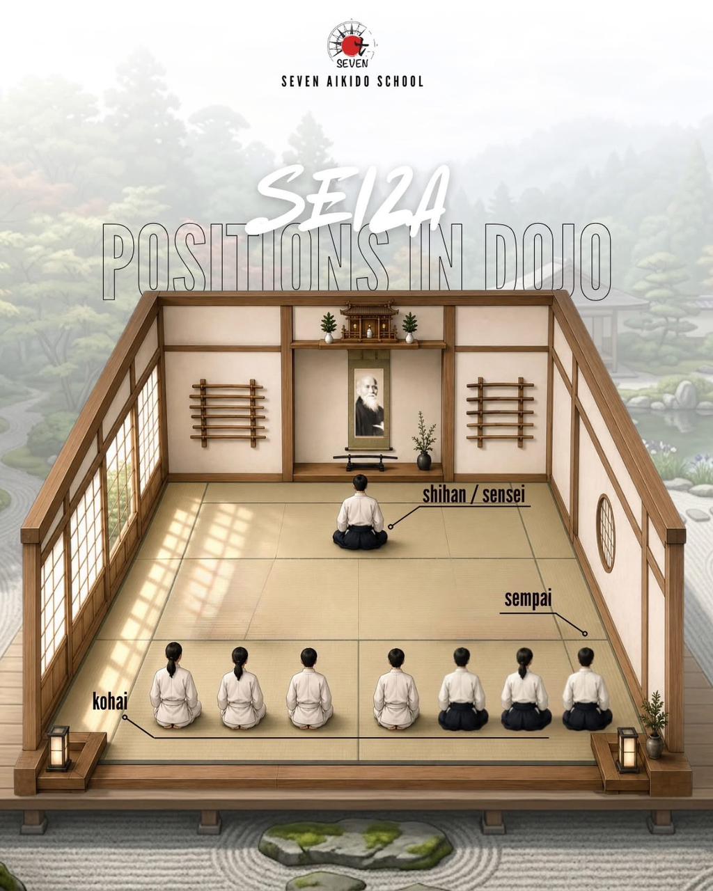 Seiza positions in the dojo
