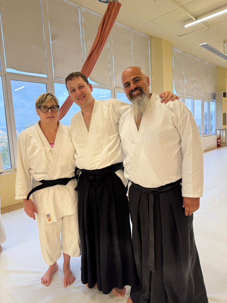 Sensei Elie Beam with training partners at a seminar